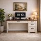47 Inch Brown White Computer Desk and Office Chair Set with Storage Drawers-3