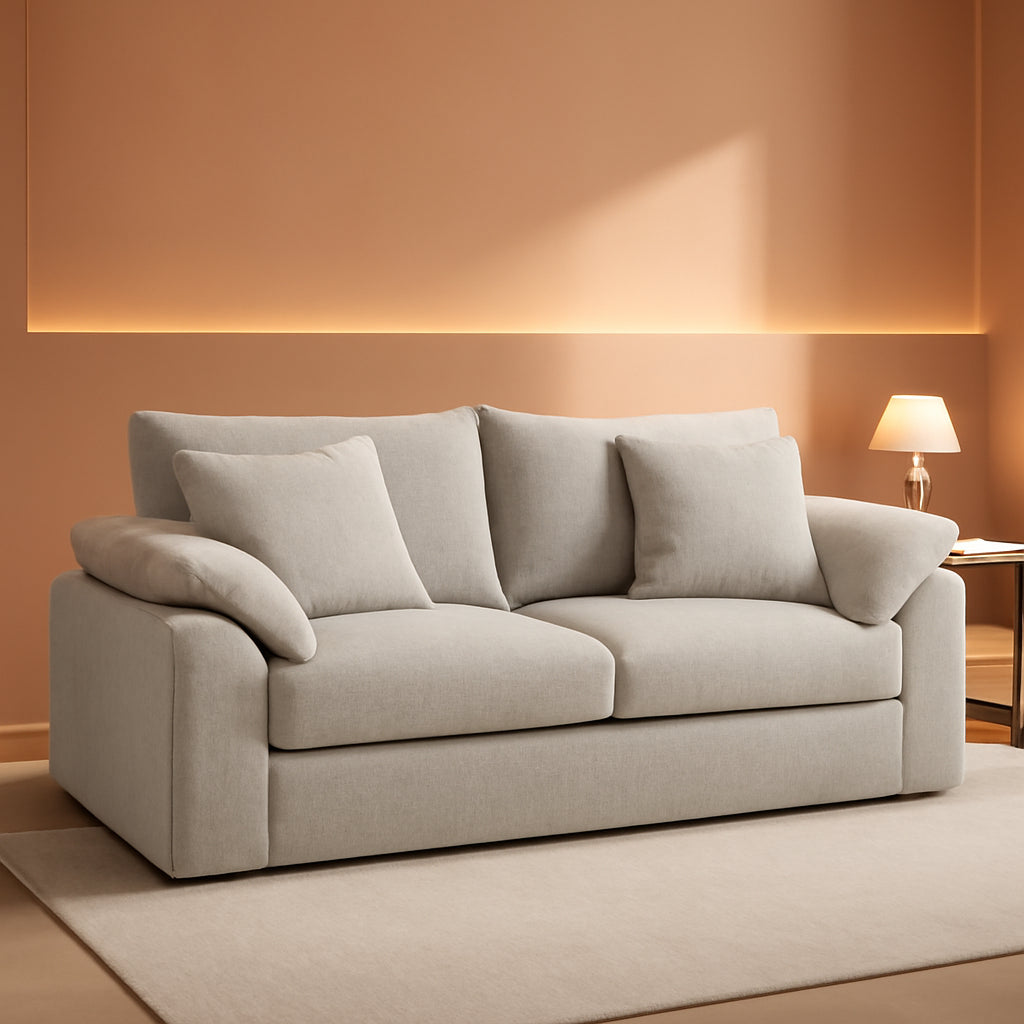 Beige Two Seater Sofa For Compact Modern Living Room-0