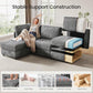 Gray Modular Sectional Sofa With Hidden Compartment