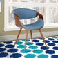 Butterfly Mid Century Modern Dining Chair Blue Upholstery Walnut Finish