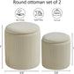 White Storage Ottoman Round Velvet Upholstered Set