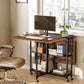 Rustic Brown Expandable Folding Dining Table With 6 Wheels