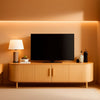 Oak Seventy Inch Entertainment Center With Adjustable Shelves