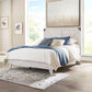 Queen Cross buck Platform Bed White wash Durable Frame