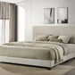 Cream Upholstered California King Platform Bed Frame