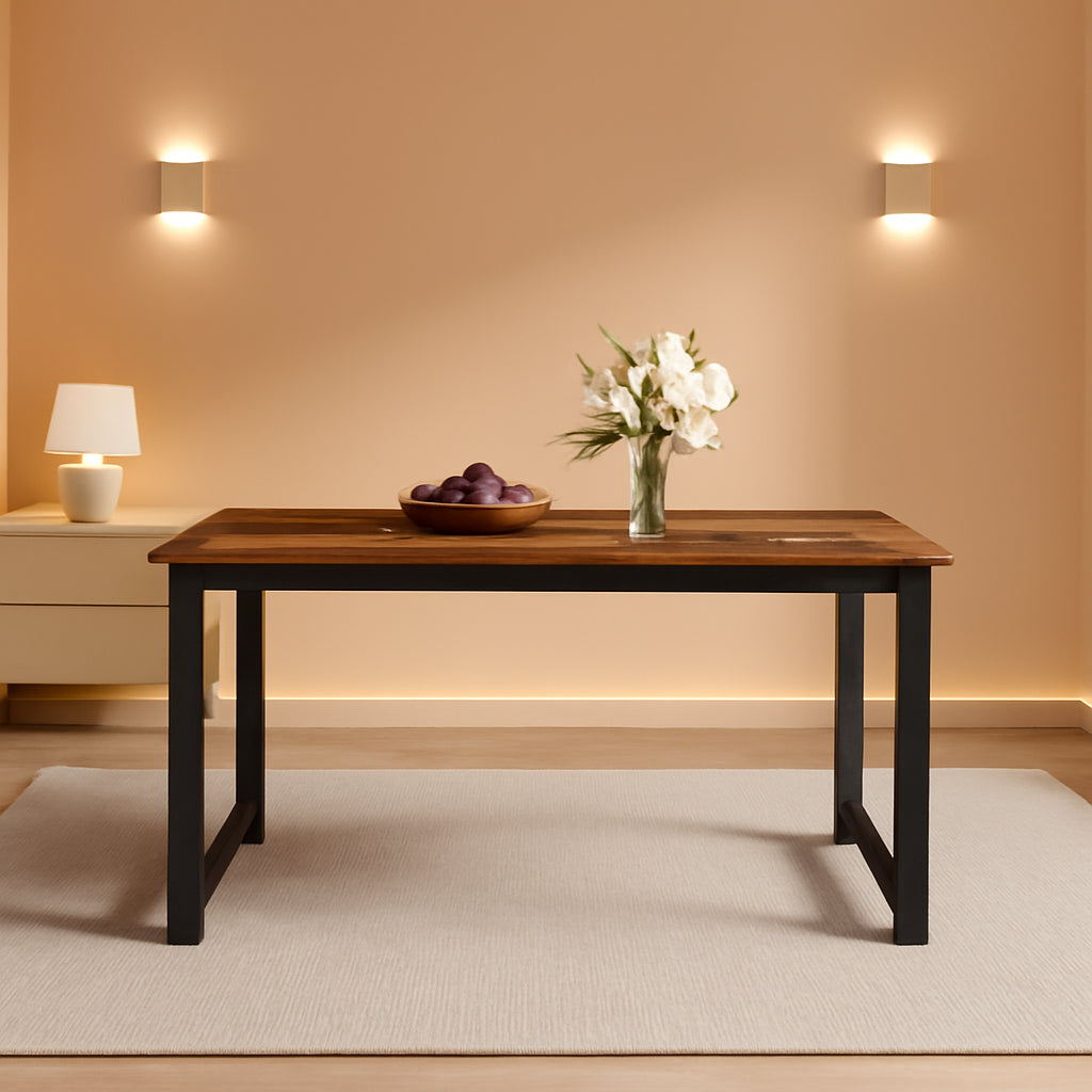 Tribesigns Industrial Dining Table Brown Metal Legs