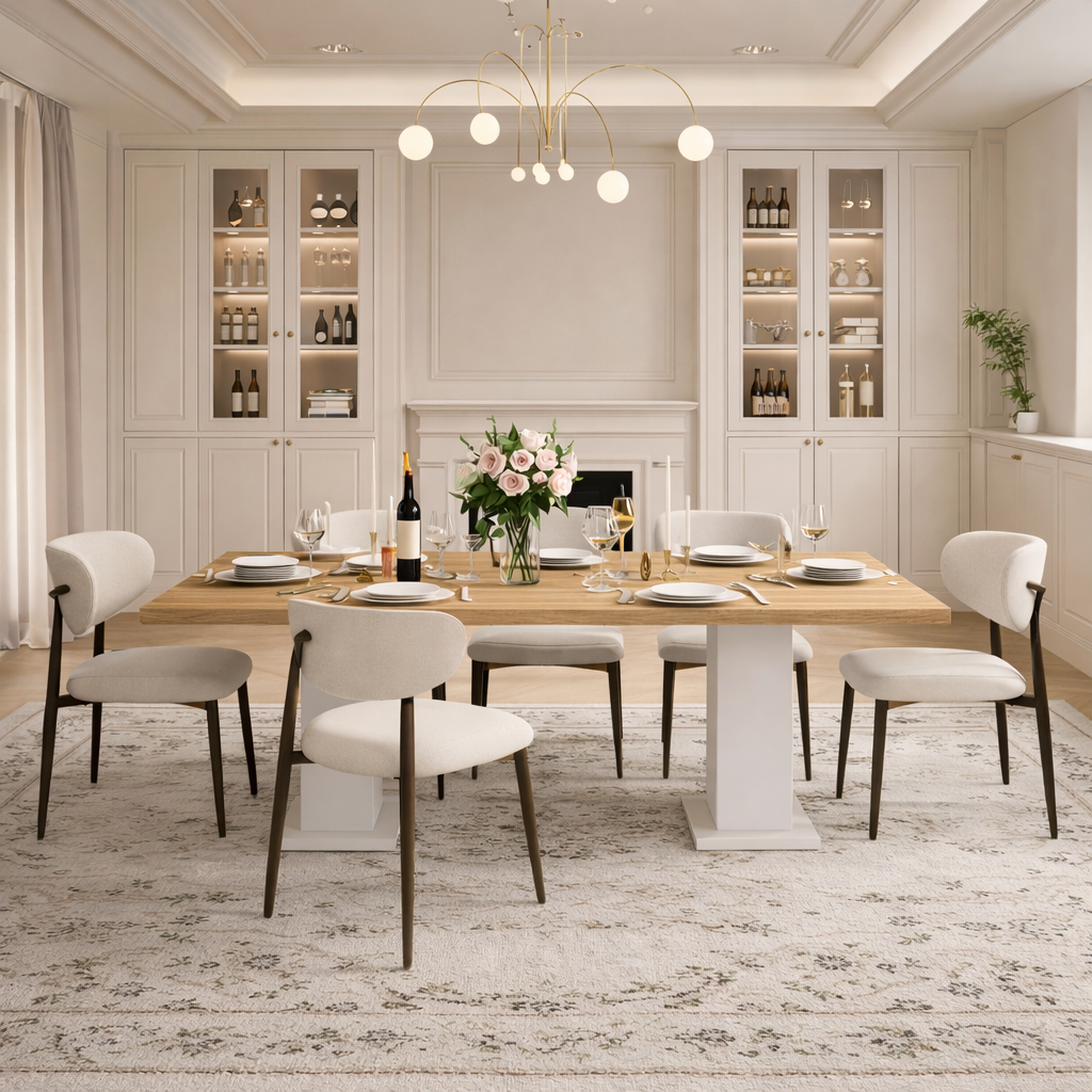 78.7Inch Modern Dining Table Set Upholstered Chairs