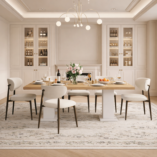 78.7Inch Modern Dining Table Set Upholstered Chairs