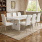 94 Inch Premium Quality PU Leather Dining Table Set Chairs