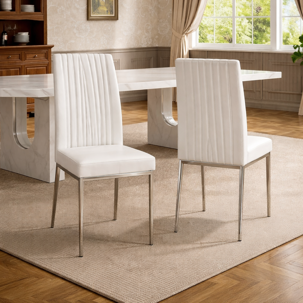 94 Inch Premium Quality PU Leather Dining Table Set Chairs