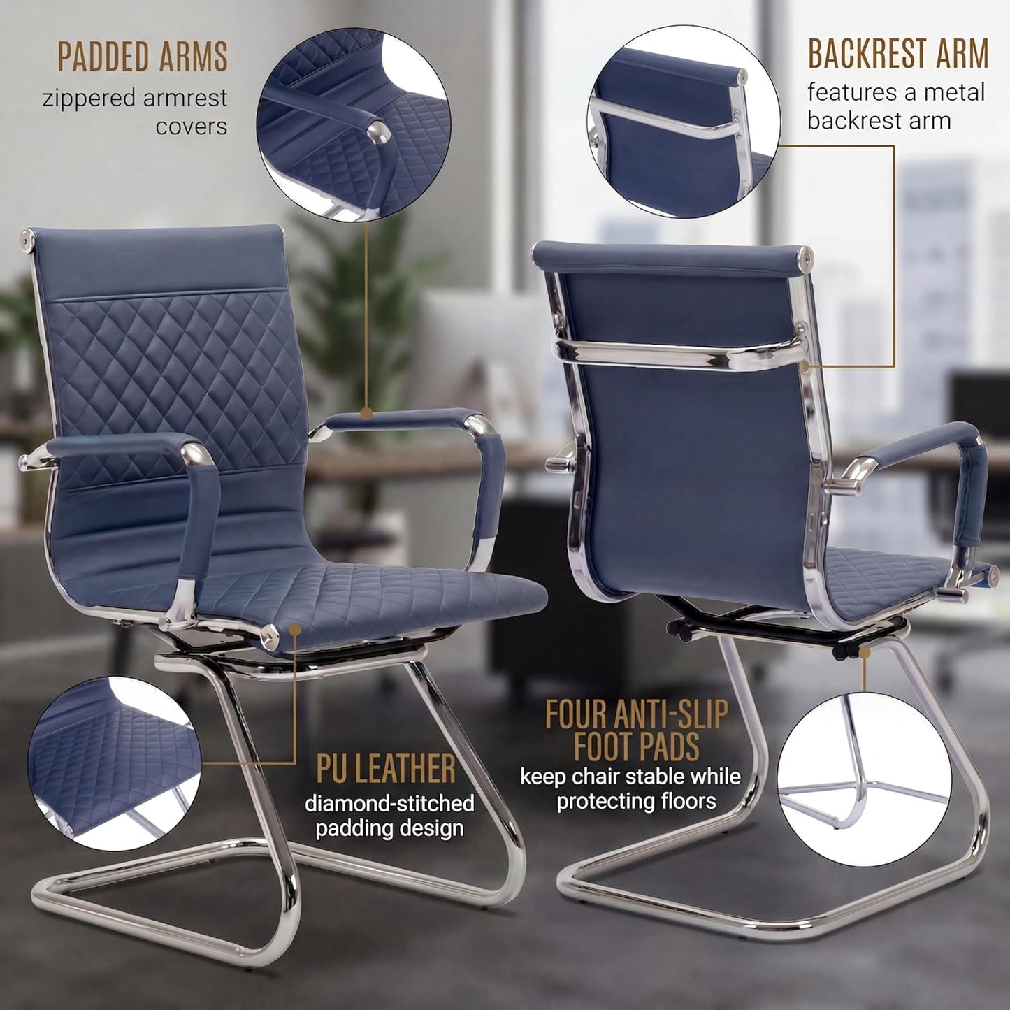 Ergonomic Navy Blue Premium Grade Office Desk Chair