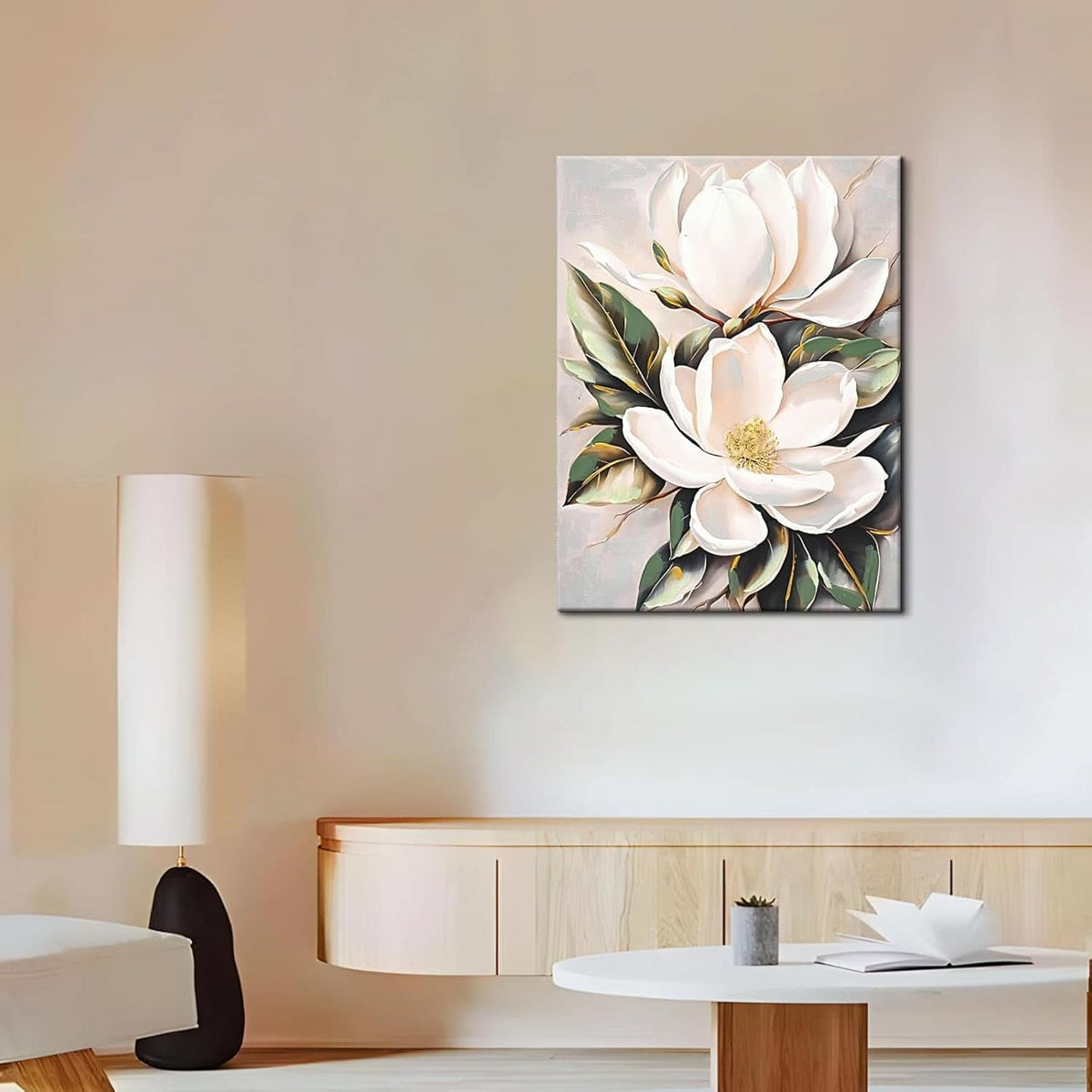 White Flower Canvas Wall Art Ready To Hang 24x32 Inches