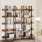 Triple Wide Floorstanding Large Bookcase Vintage Brown