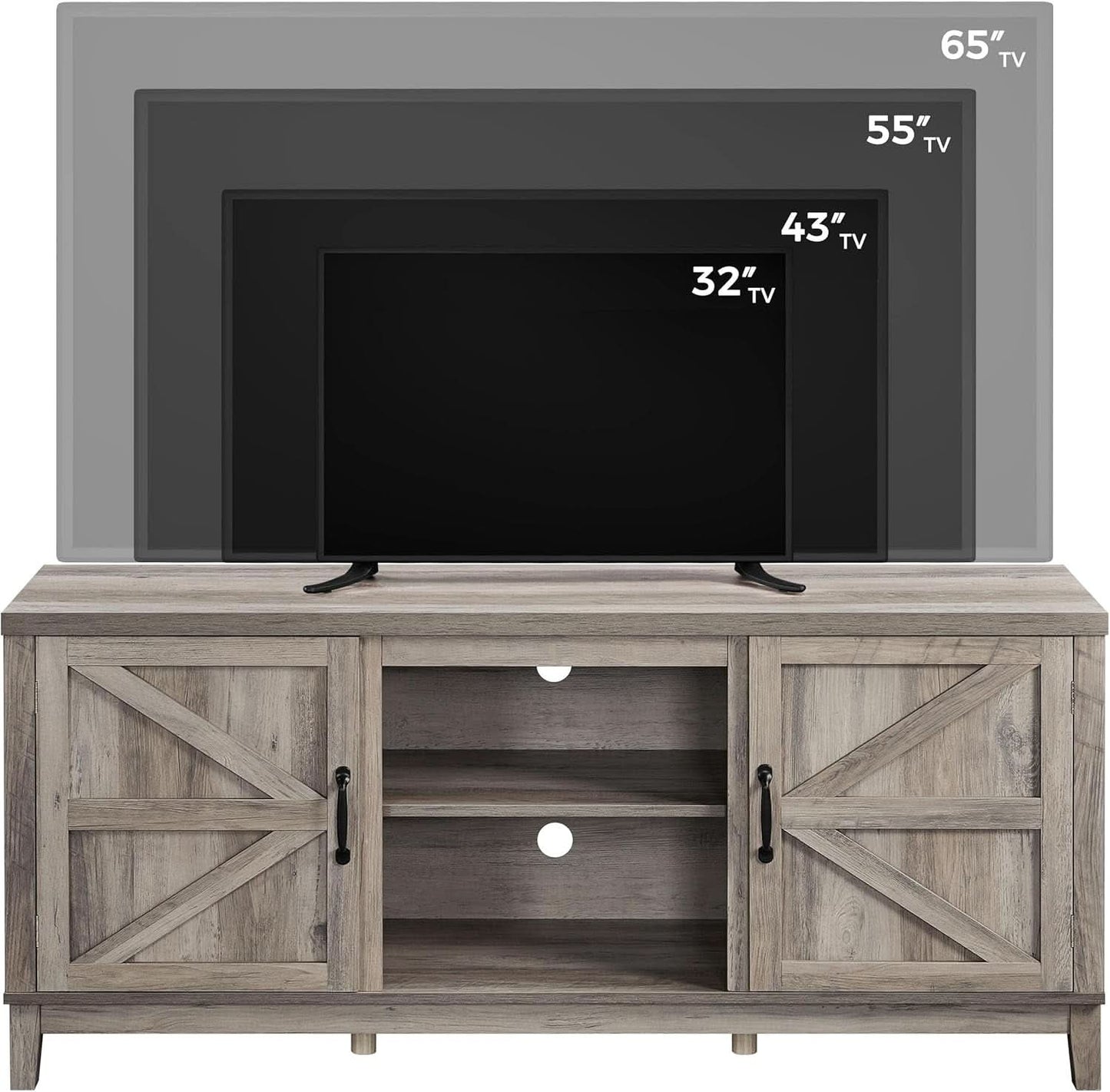 Gray Farm house TV Stand 65 Inch Entertainment Center