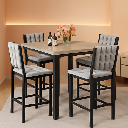 Gray Velvet Contemporary Counter Height Dining Set