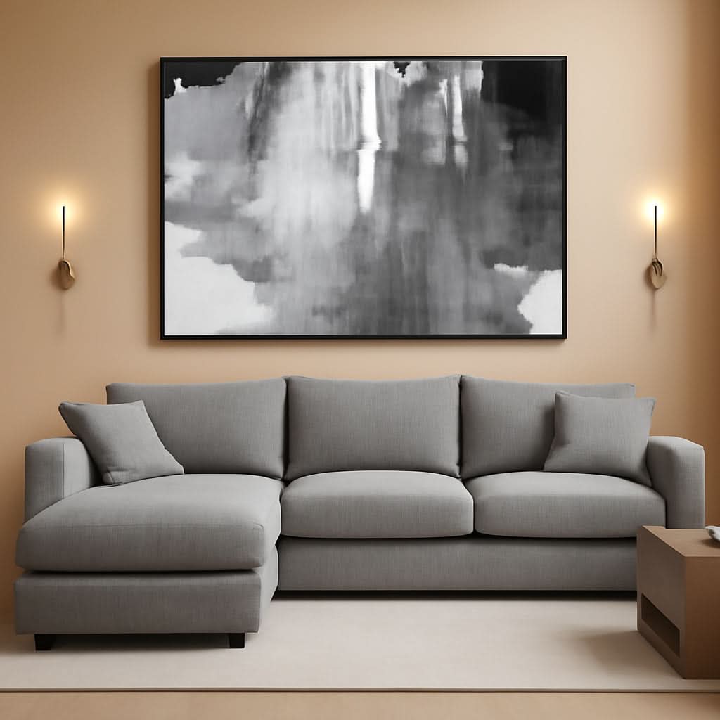 Contemporary Monochrome Abstract Wall Art Canvas 30x60