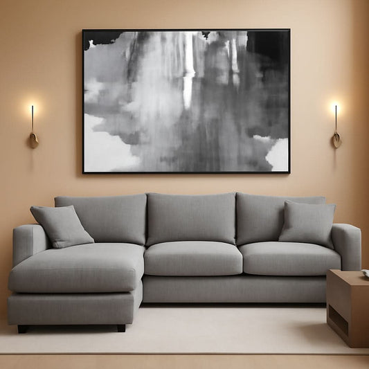 Contemporary Monochrome Abstract Wall Art Canvas 30x60