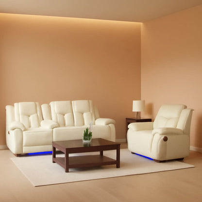 Power Reclining Sofa Set White Living Room Furniture