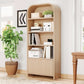 Arched Bookcase With Fluted Drawer Seventy Inch Natural