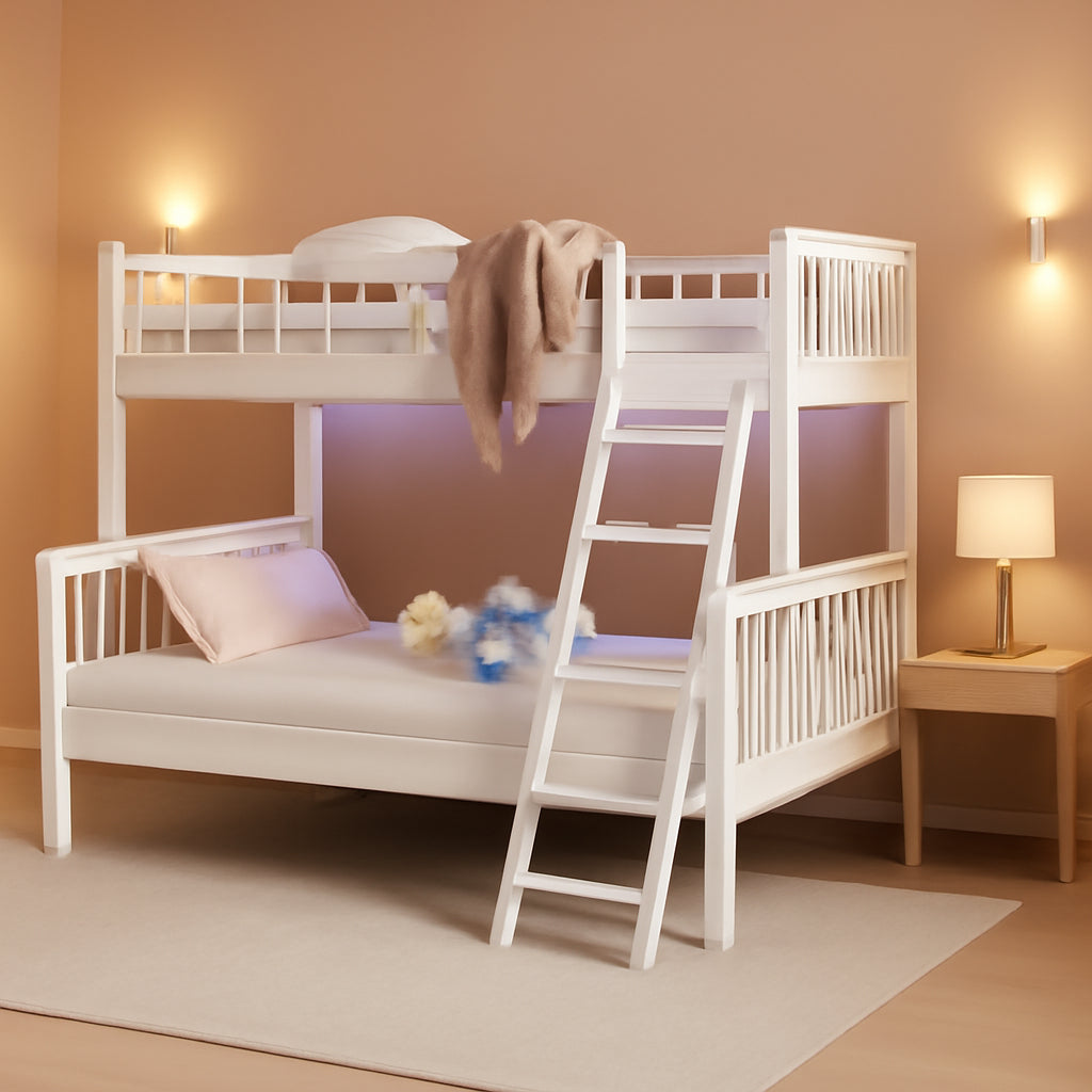 White Luxurious Hardwood Space Saving Bunk Bed Twin