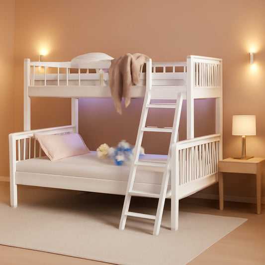 White Luxurious Hardwood Space Saving Bunk Bed Twin
