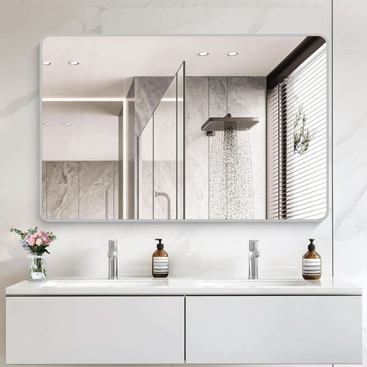 Size 55X36Inches Silver Metal Framed Vanity Mirror