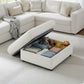 Corduroy Storage Ottoman Beige With Hidden Compartments