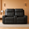 Gray Faux Leather Reclining Loveseat With Manual Recline