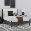 Queen Upholstered Platform Bed Matte Black Silhouette
