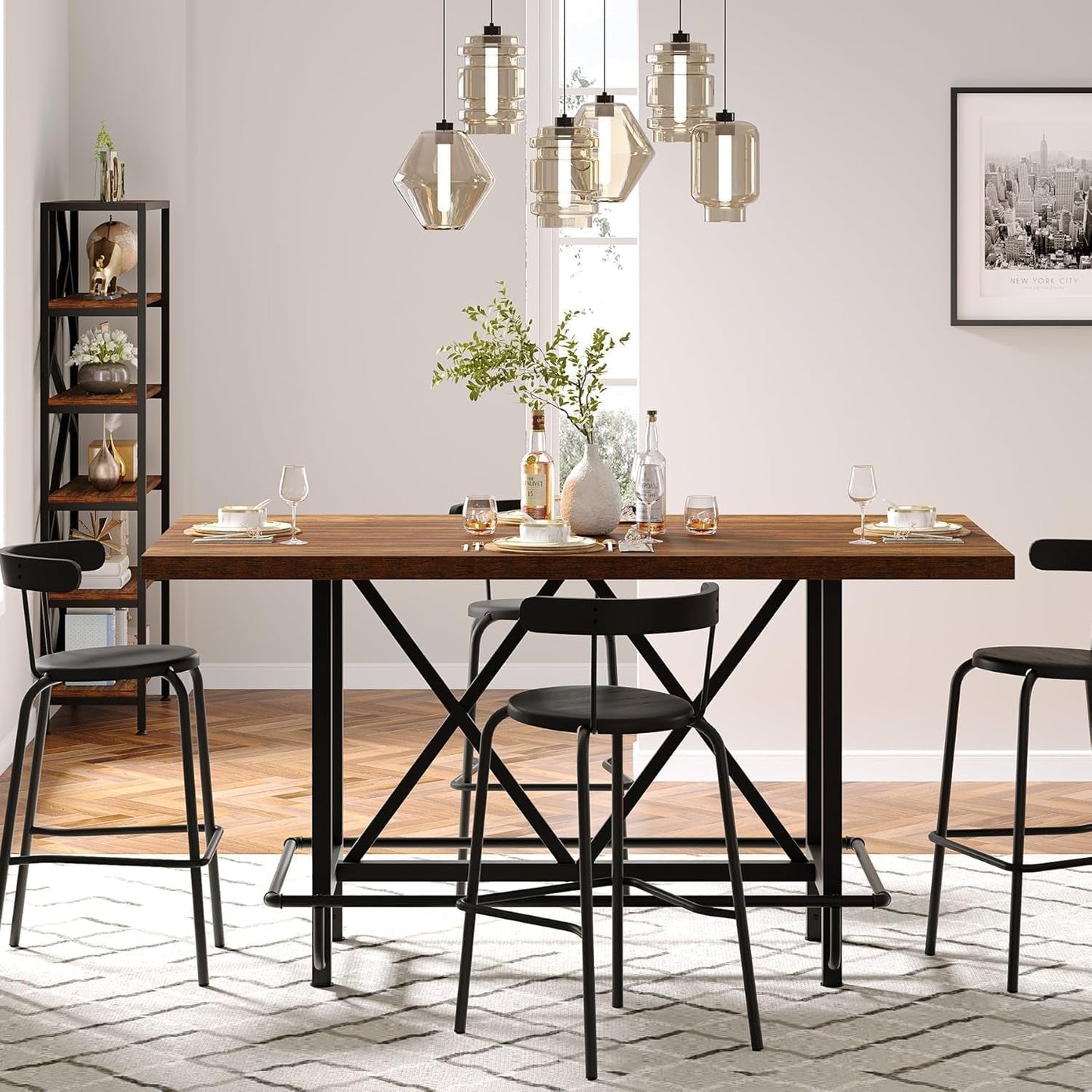 Six Person Industrial Grade Rustic Brown Dining Table