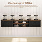 Seventy Inch Floating TV Stand Featuring Doors Black