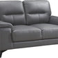 Top Grain Leather Two Piece Living Room Sofa Set Dark Gray