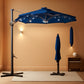 Ten Ft Solar LED Cantilevered Patio Umbrella Navy Blue