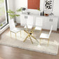 White Dining Chairs Set 4 GoldLegs Ergonomic Cushioned