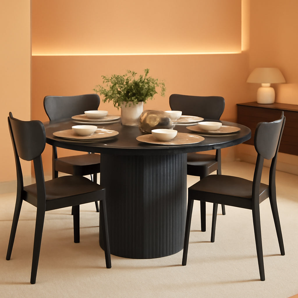 Round Forty Seven Inch Dining Table Charcoal Grey Model