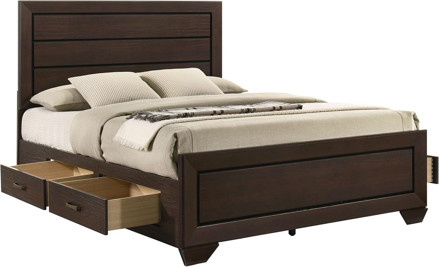 Queen Platform Bed Dark Cocoa With Ample Storage Drawers
