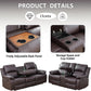 Manual Leather Recliner Sofa Set Brown For Living Room