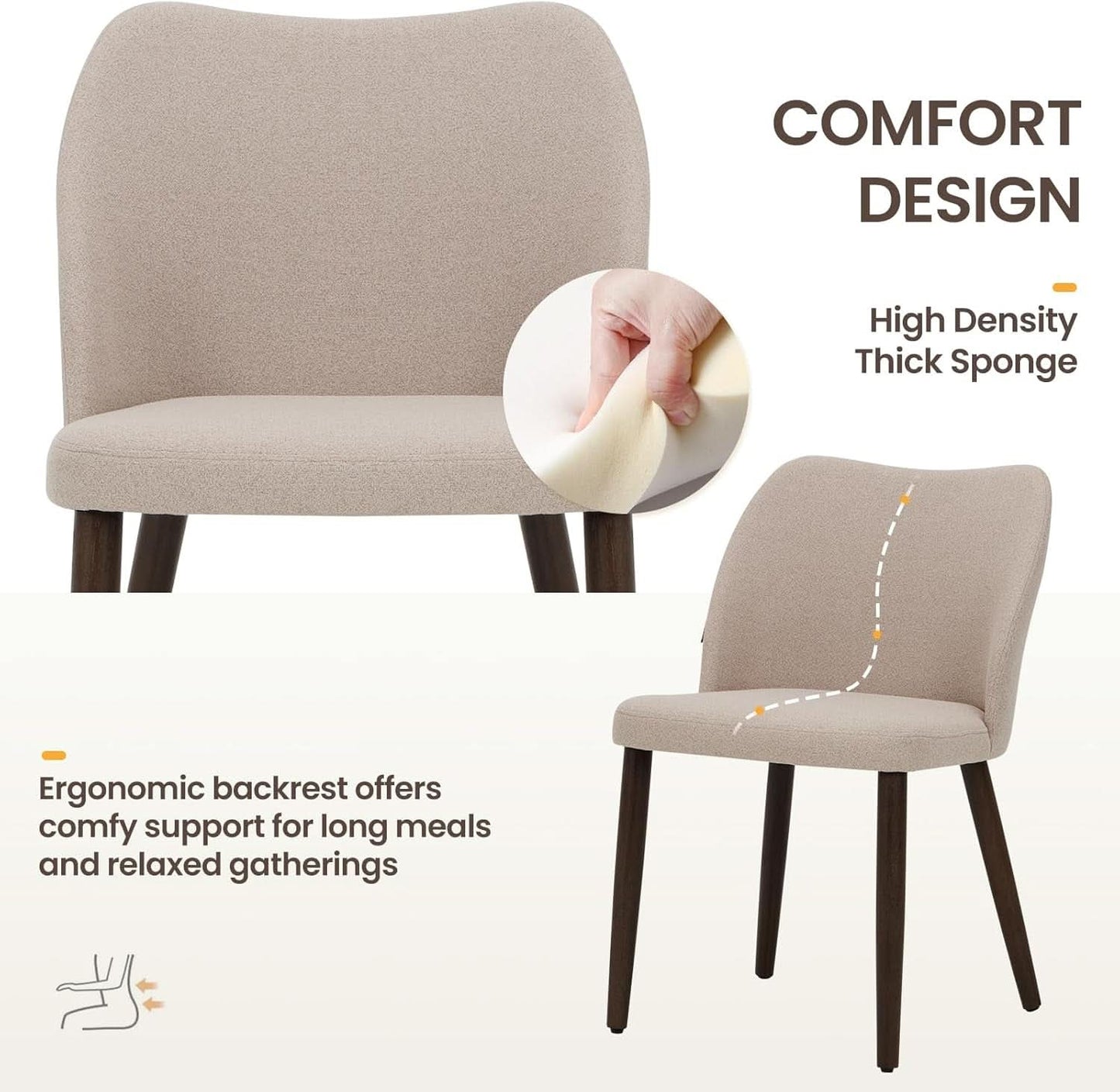 Camel Upholstered Dining Chairs Midcentury Modern Set