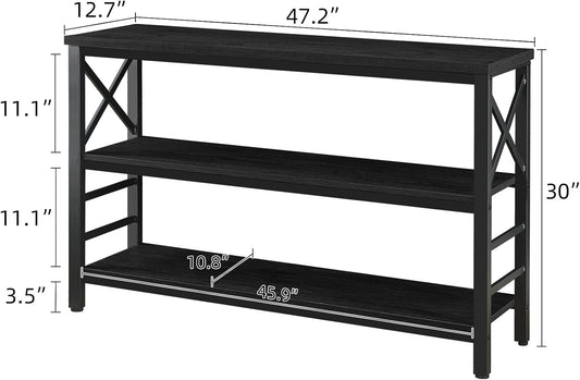 Black 47 Inch Industrial Grade Sofa Table Storage Space
