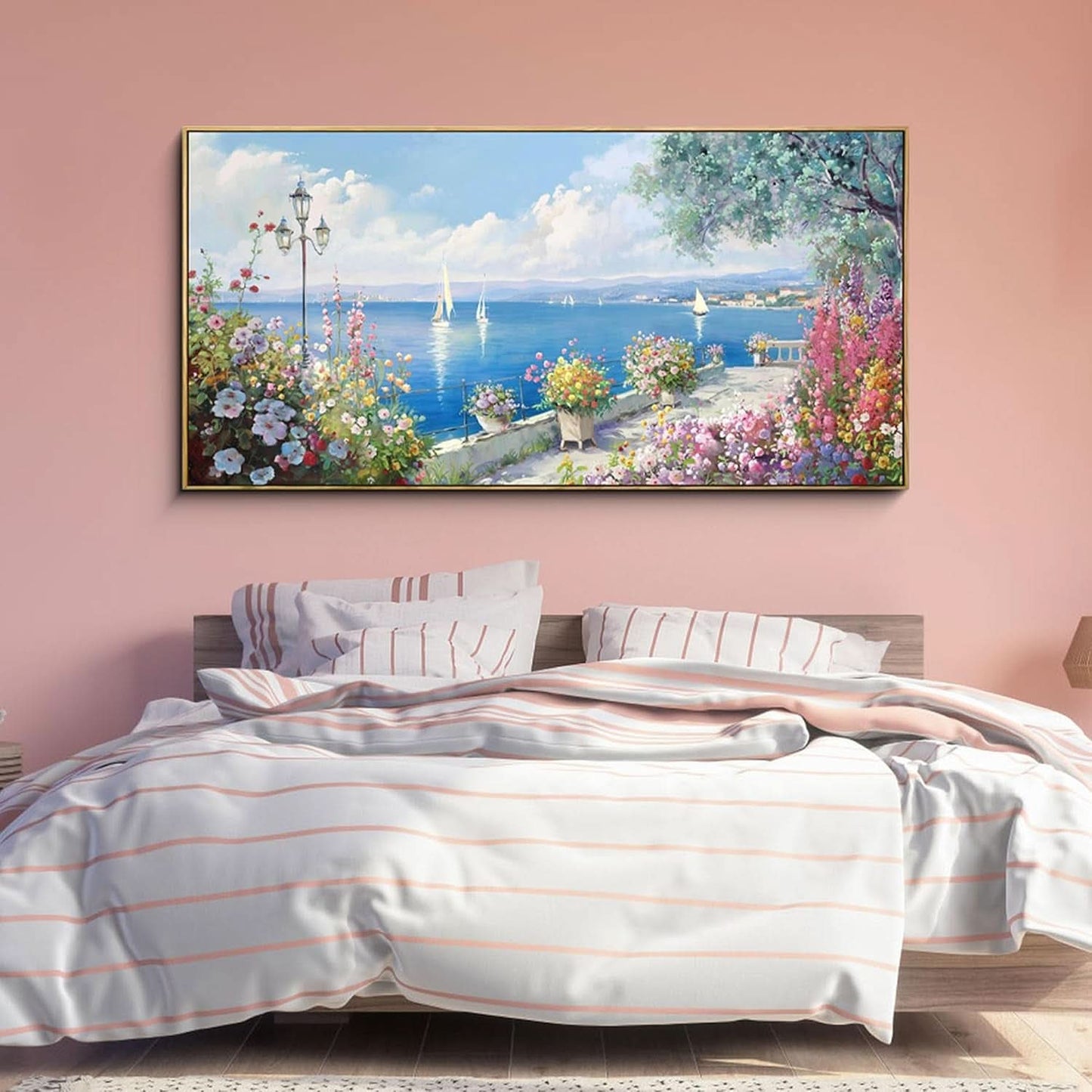 Ultramarine Coastal Seascape Canvas Wall Art 58x29
