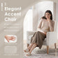 Beige Chenille Upholstered Wingback Chair With Wood