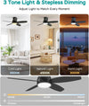 42Inch Ceiling Fan With Lights SteplessDimmable Black
