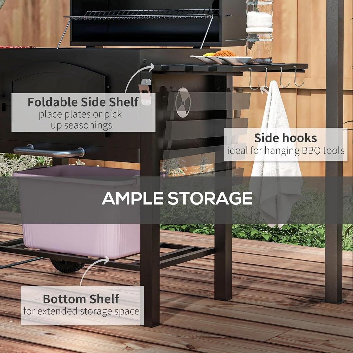 Charcoal Black Portable Grill With Adjustable Height