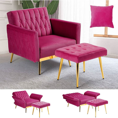 Accent Chair Recliner With Adjustable Armrests Fuchsia