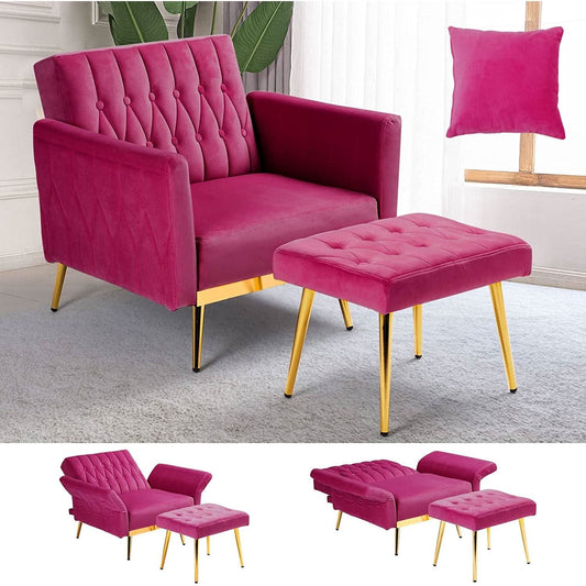 Accent Chair Recliner With Adjustable Armrests Fuchsia