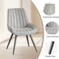 Grey Upholstered Dining Chairs Set Of 4 With Thick Cushions And Metal Legs