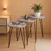Grey Marble Nesting Tables Set Of 3 Modern Round End Tables