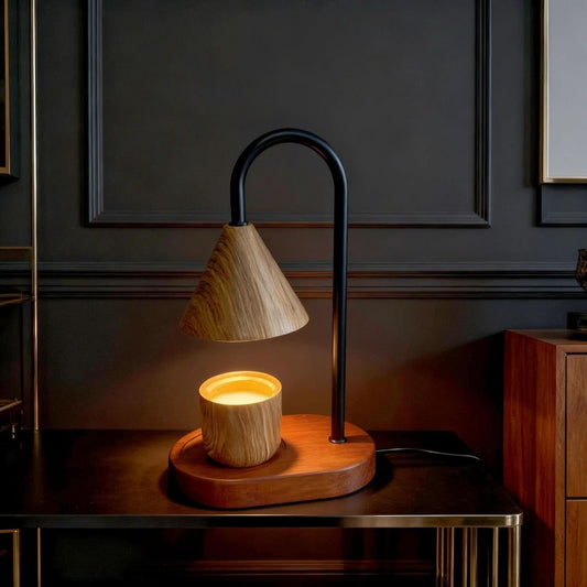 Candle Warmer Lamp Wood Grain Dimmable Wax Melt Warmer-1