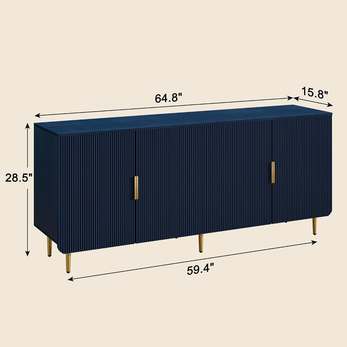 65Inch Blue Sideboard Buffet Cabinet Modern Console-1