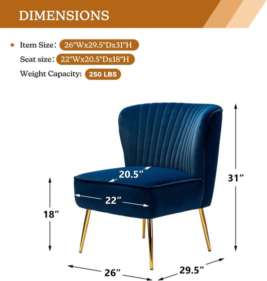 Navy Velvet Wingback Upholstered Chair Gilded Legs